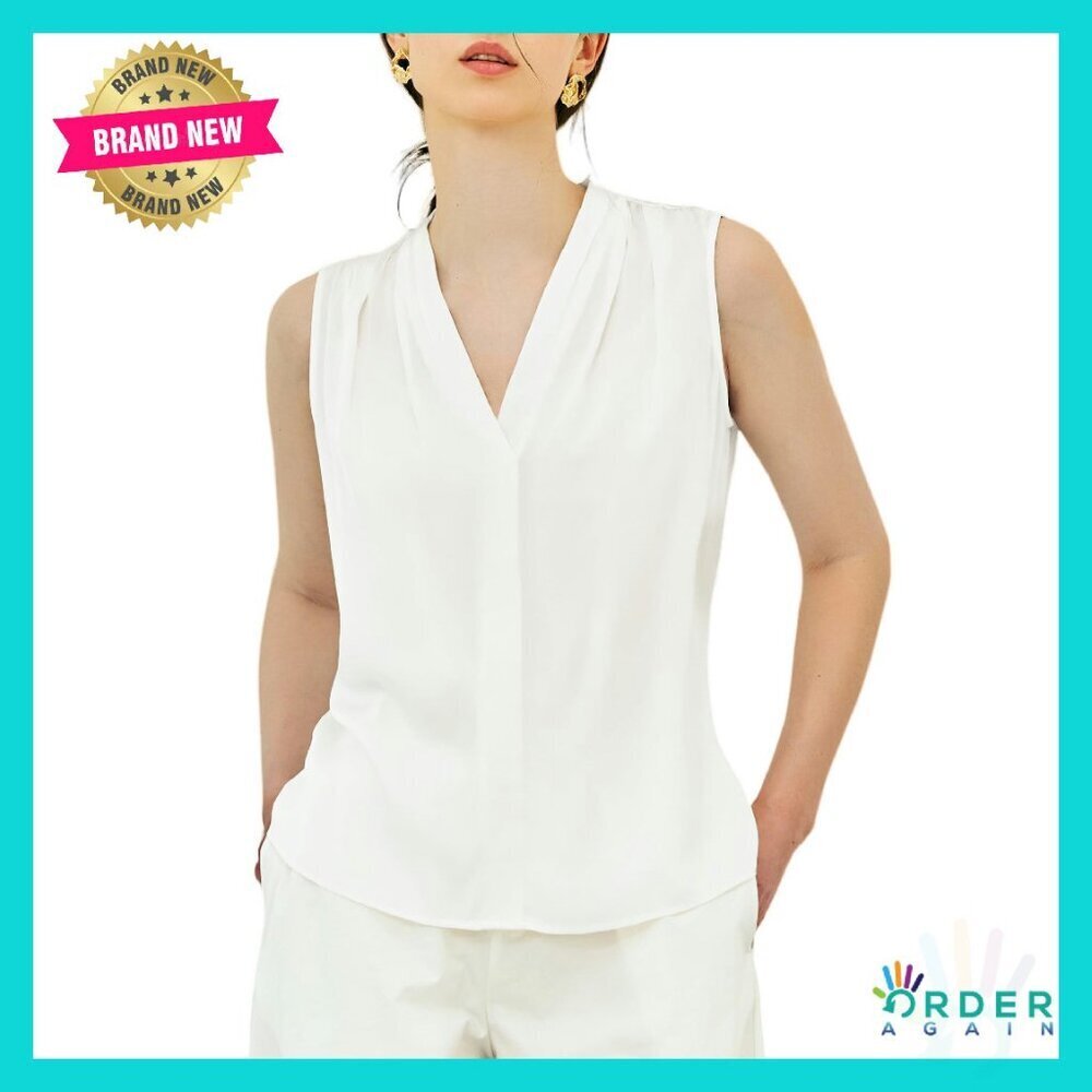 Mulberry Silk Blouse Sleeveless V Neck Elegant Office Wear Dressy Casual Top